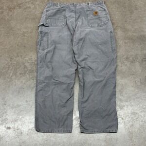 Carhartt Carpenter Pants Mens 40x32 B151 FAT Dungaree Fit Grey Canvas Work
